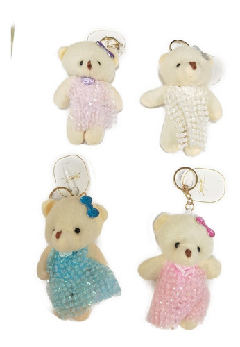 Recuerdo Bautizo Niña 6 Pz Llavero De Oso De Peluche