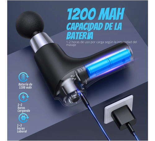 Mini Pistola De Masaje Usb, Portátil, 5 Cabezas, 6 Velocidad