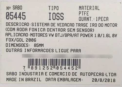 Imagen 2 de 2 de Estopera Cigüeñal Trasera Vw Fox Crossfox Spacefox Polo 1.6