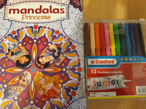 Mándalas Para Colorear - Princesas + Plumones Standford X 12