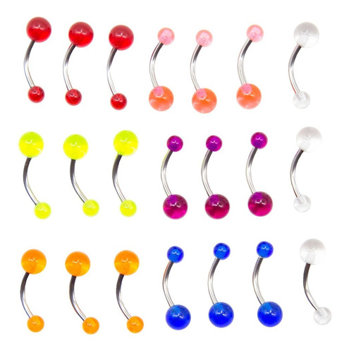 Piercing Ombligo Bb-uvc 1.6x10x4/6 Mix Colores 10 Unds