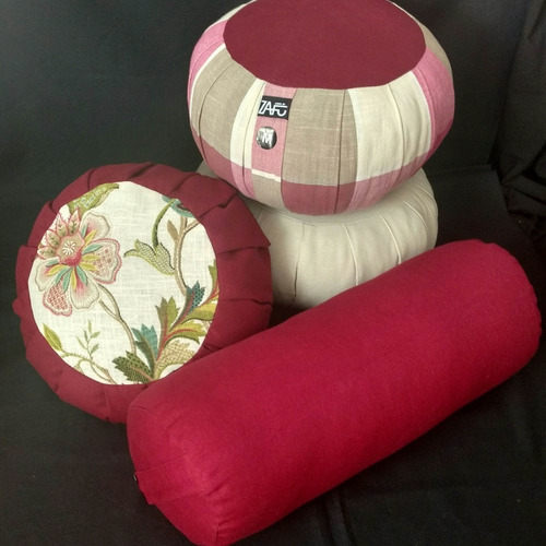 Imagen 2 de 5 de Bolster Yoga Con Cáscara Trigo Diámetro 20 X 50cm Zafurelax