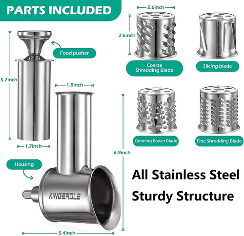 Imagen 5 de 7 de Accesorio Rallador De Acero Inoxidable Batidoras Kitchenaid