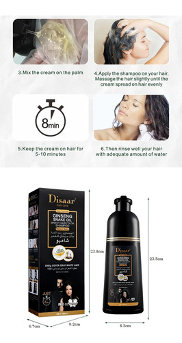 Shampoo Tinte Negro Para Cabello Barba Bigote