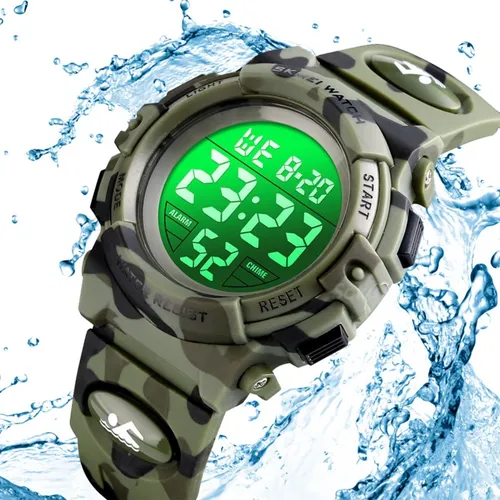 Reloj Digital Niña-Niño Impermeable Azul Mas Estuche Pimushop