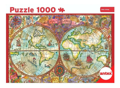 Puzzle Rompecabeza Mapa Vintage 1000 Piezas Antex 3065