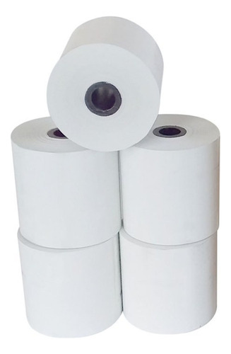 5 Rollos De Papel Térmico 80 Mm X 80 Metros Color Blanco