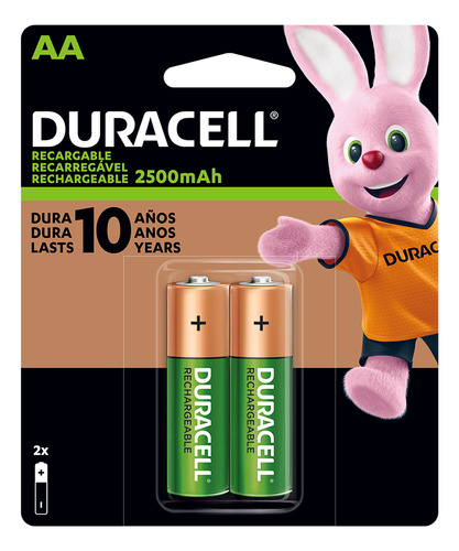 Pack 2 Pilas Aa Recargables De 2500 Mah Duracell