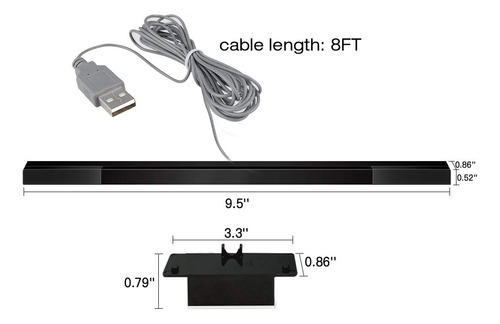 Soonory Usb Wired Wii Sensor Bar, Replacement Infrared Ir Ra