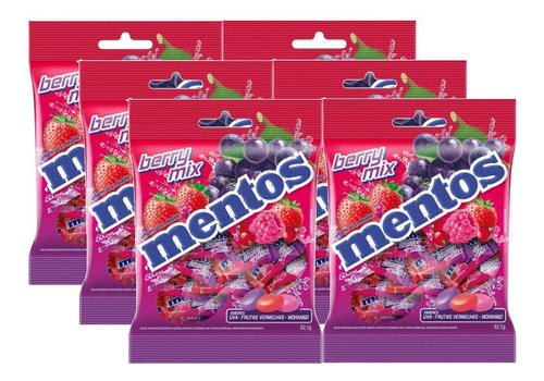 Kit 6 Bala Mentos Berry Mix Bag 23 Peças 62,1g