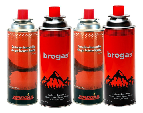 4 Cartuchos Gas Butano Lìquido 227gr Brogas 