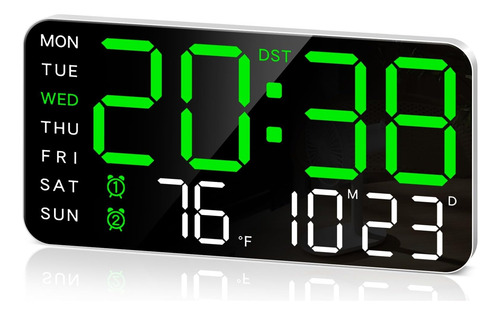 Reloj Digital De Pared Con Calendario Termómetro Y Alarmas
