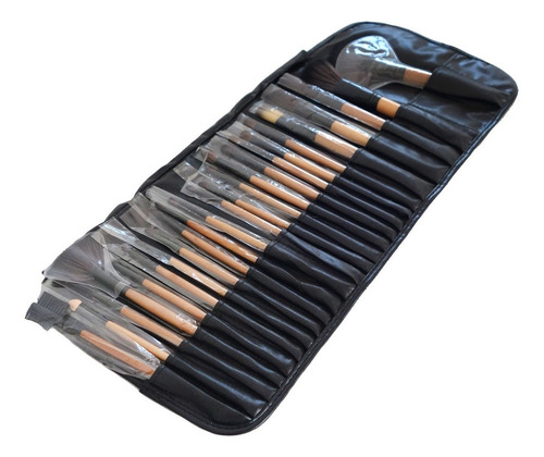 Kit De Pincel Maquiagem Profissional Com 24 Pcs Cor Madeira