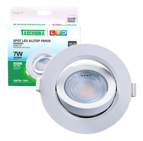 Spot De Led Embutir Redondo Móvel Alltop Par20 7w Taschibra Cor Branco Frio (6500K) 110V/220V