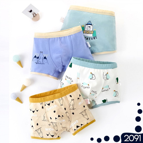 Pack 4 Calzoncillo Boxer Niño Diseños Surtidos Moda Tornasol