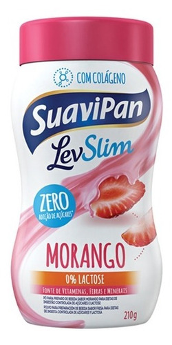 Bebida Em Pó Sabor Morango Sem Lactose Suavipan 210g.