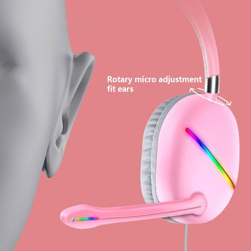 Audifonos Diadema Gamer Usb Orejas De Gato Cat Akzx51 Rosado