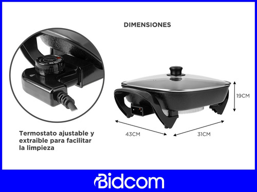 Sartén eléctrica calor Winco W54 - Negro 1500W