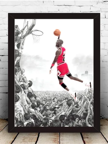 Pôster Quadro Michael Jordan Moldura Com Vidro 33x43 Cm #1