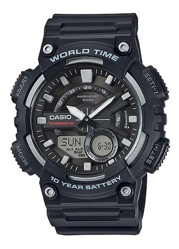 Reloj Analogico Digital Casio Aeq110w-1av Negro Resiste 100m