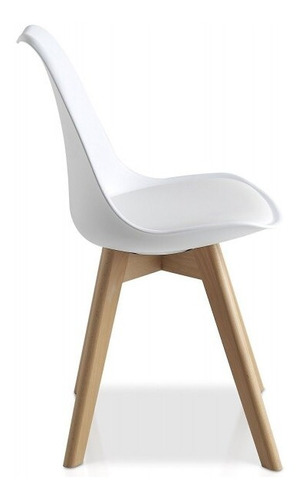 Sillas Eames Con Cojin Blanco / Palo Piña