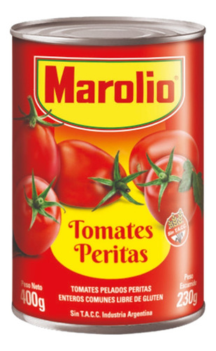 Pack Tomate Perita Pelado Marolio Lata 400g X24u - Dh Tienda