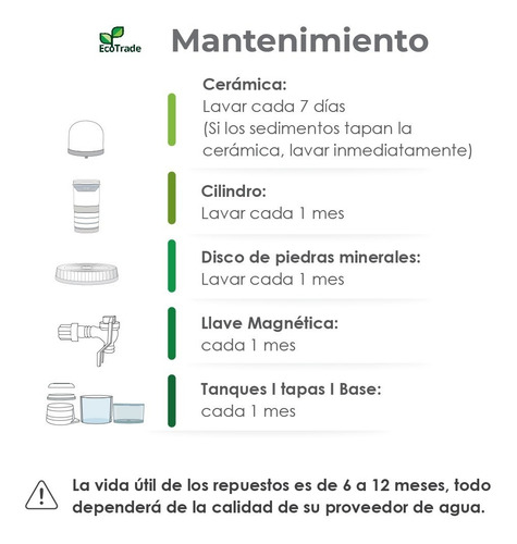Filtro Purificador Agua 14 Litros + Cepillo Bambú Ecotrade F