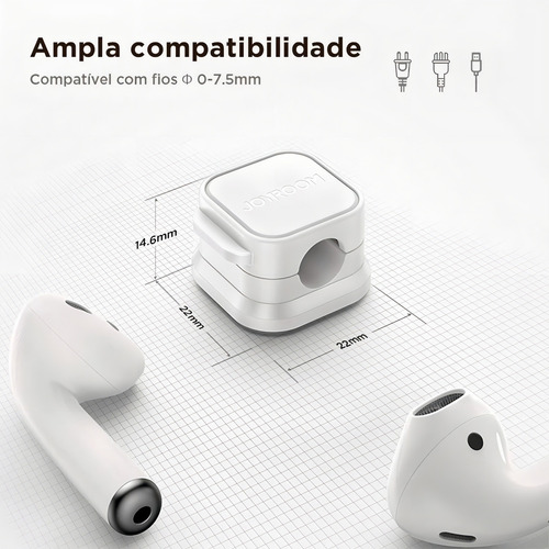Clipe De Cabo Magnético Ajustável Suporte De Cabo 6 Joyroom Cor Branco