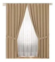 Comprar 2 Juego Doble De Cortinas Blackout Textil + Voile 2,10 Mt