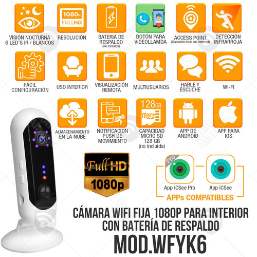 Imagen 2 de 10 de Camara Wifi Ip Fhd Bateria Vigilancia Altavoz Seguridad App