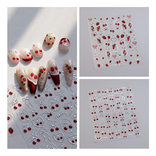 Adesivos De Unhas Sweet Fruits 5d Strawberry Cherry