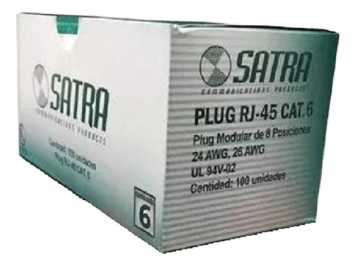 Conectores Plug Rj-45 Satra Cat 6 Cables De Red Patch Cord