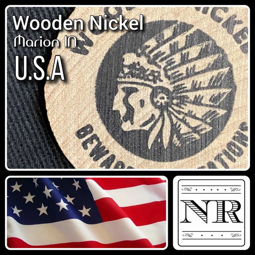 Imagen 1 de 4 de Wooden Nickel - Token - Madera - Publicidad - Marion I N