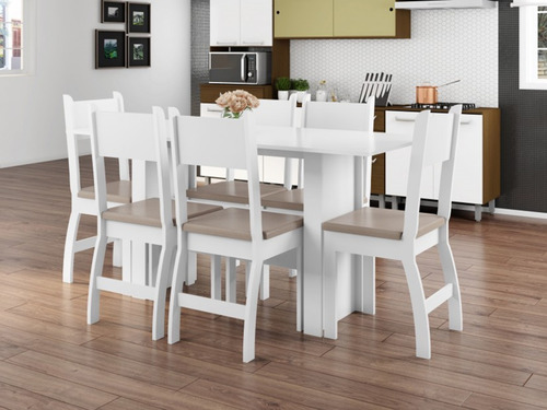Juego De Comedor Mesa 6 Sillas Madera Mdf Tapizado Compramas