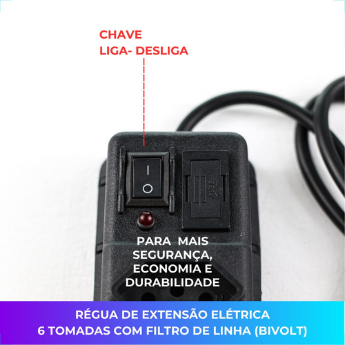 Filtro Linha de 6 tomadas Bivot