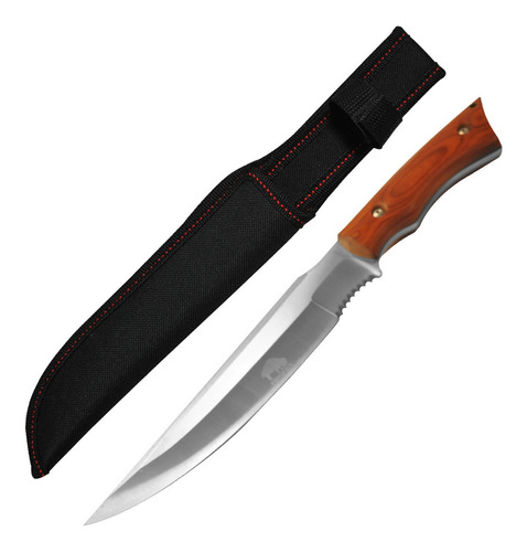 Cuchillo Caza Hoja 20,5 Cm Serrucho Mango Madera Funda