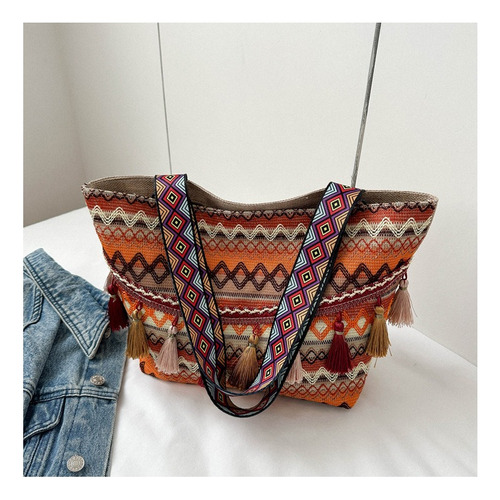 Bolso De Mano Bohemio Con Borlas Para Mujer, Estilo Casual