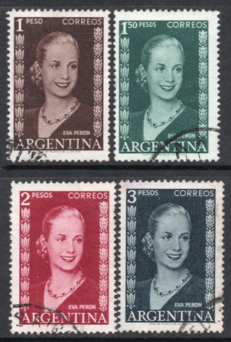 Argentina Serie X 4 Sellos Eva Perón Tamaño Grande Año 1952 