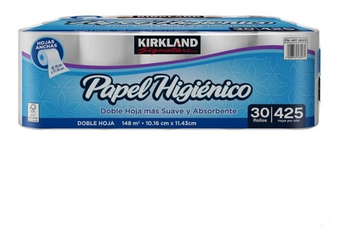 Imagen 1 de 3 de Papel Higienico De Baño Rollo Kirkland Pack De 30 Piezas