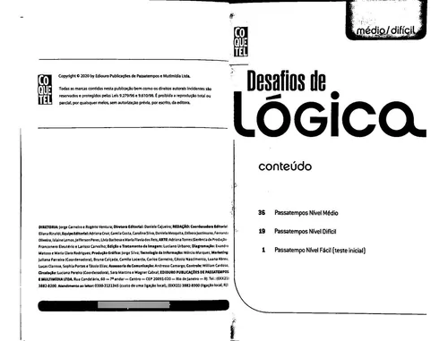 Desafios de Lógica Livro N19 Médio Desafio Coquetel - - Livros de