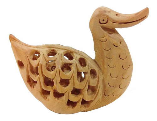 Imagem 2 de 5 de Estatueta Pato Madeira Indiana + Outro Dentro 5,8cm Novo