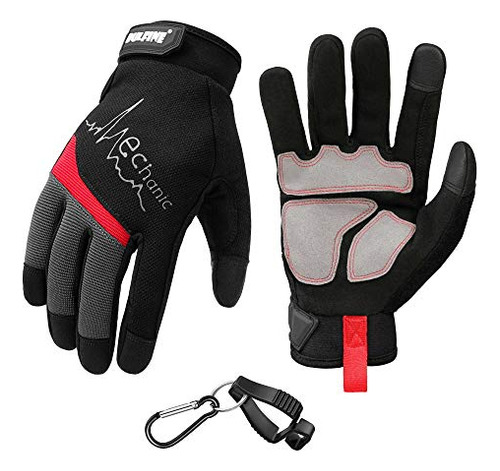 Flex Grip Mechanic Work Gloves For Men,black And Red Ut...