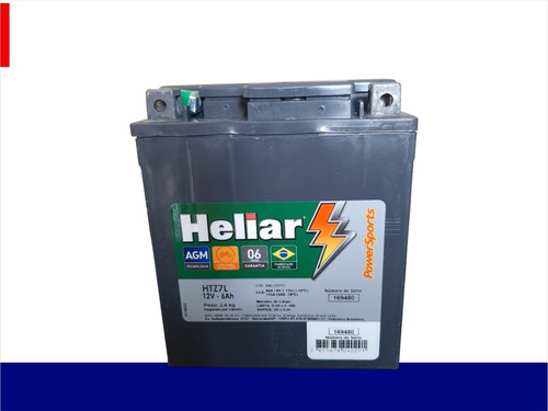 Imagem 2 de 4 de Bateria Moto Heliar Htz7 Twister/tornado/falcon/cb300/fazer