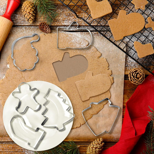 Cortadores De Galletas De Navidad,6 Piezas De Gran Tam...