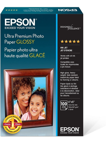 Papel Fotográfico Epson Rc Brillante 300gr 10x15cm 100 Hojas