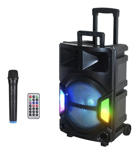 Parlante Portatil Bluetooth Karaoke Luces Ruedas Manija 20w