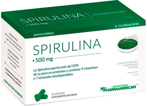Spirulina + Vitamina B1, B2 Y Potasio, 60 Cápsulas