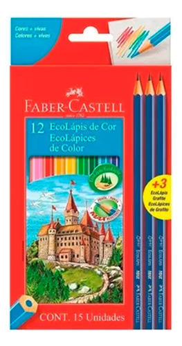 Lapices De Colores X12 Largos + 2 Grafitos Faber Castell
