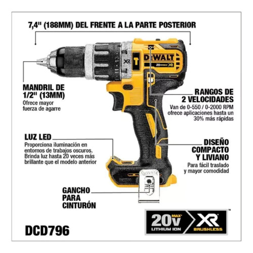Kit De Taladro + Esmeril Inalámbrico 20v Max Dck209p2t Dewal