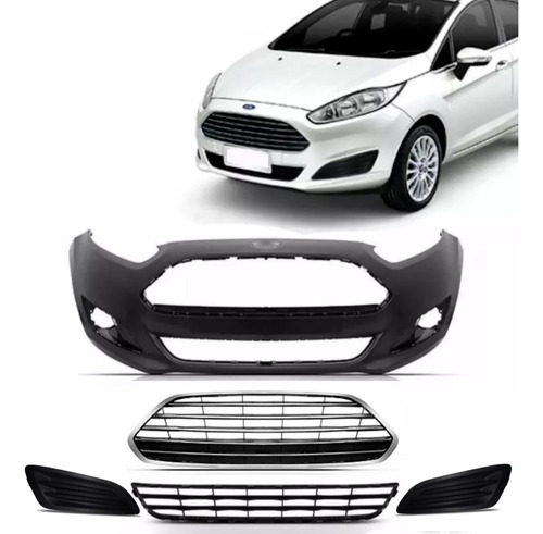 Parachoque New Fiesta Hatch 2014 2015 2016 17 Grade Cromada